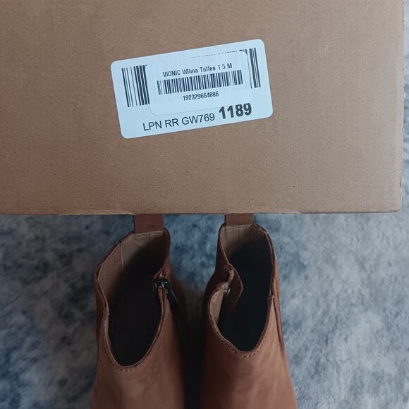 Vionic Wilma Waterproof Ankle Boot Toffee Nubuck Womens Size 5 - Picture 11 of 11